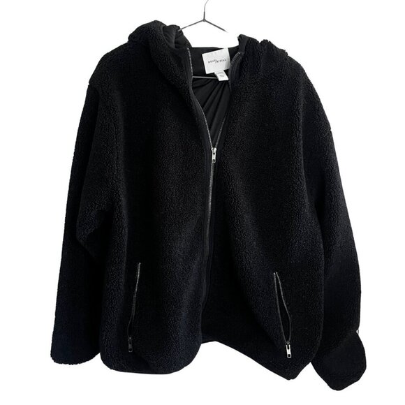 Daily Ritual Jackets & Blazers - Daily Ritual Black Cozy Teddy Sherpa Faux Fur Full Zip Hooded Jacket